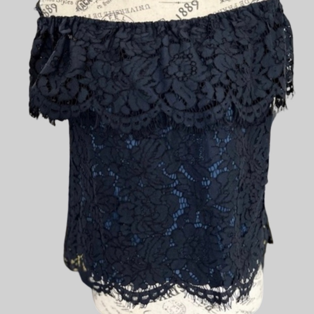 Olivia Grey off the Shoulder Lace over Top